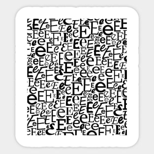 E - Typography (Black) Sticker